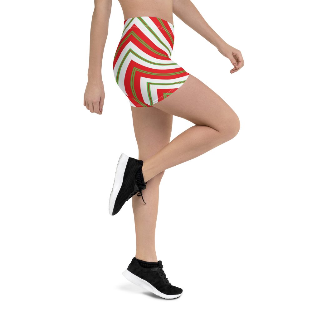 Christmas Festive Striped Red Green Shorts - Image 3