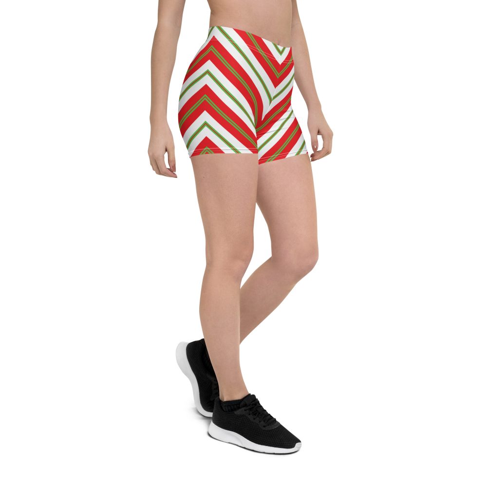 Christmas Festive Striped Red Green Shorts - Image 6