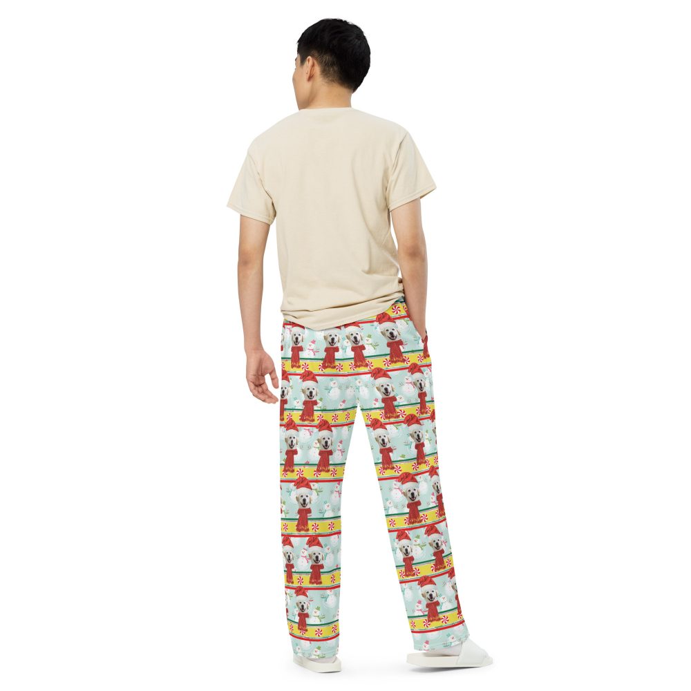 Custom Pet Photo Snowman Ugly Christmas Unisex wide-leg pants - Image 4