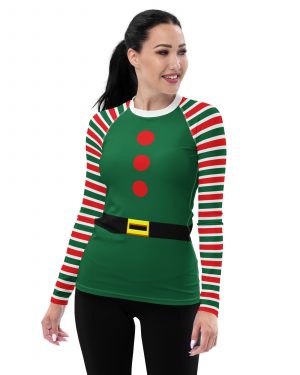 Christmas Elf Costume Long Sleeve Rash Guard