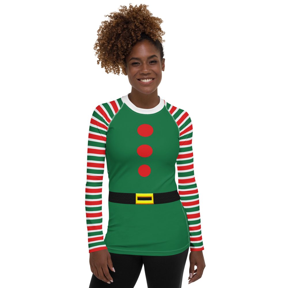 Christmas Elf Costume Long Sleeve Rash Guard - Image 3