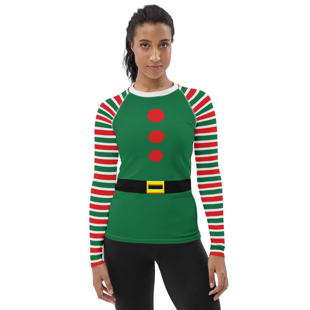 Christmas Elf Costume Long Sleeve Rash Guard - Image 4
