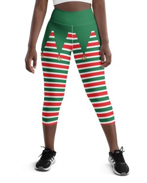 Christmas Elf Costume Festive Cosplay Yoga Capri Leggings