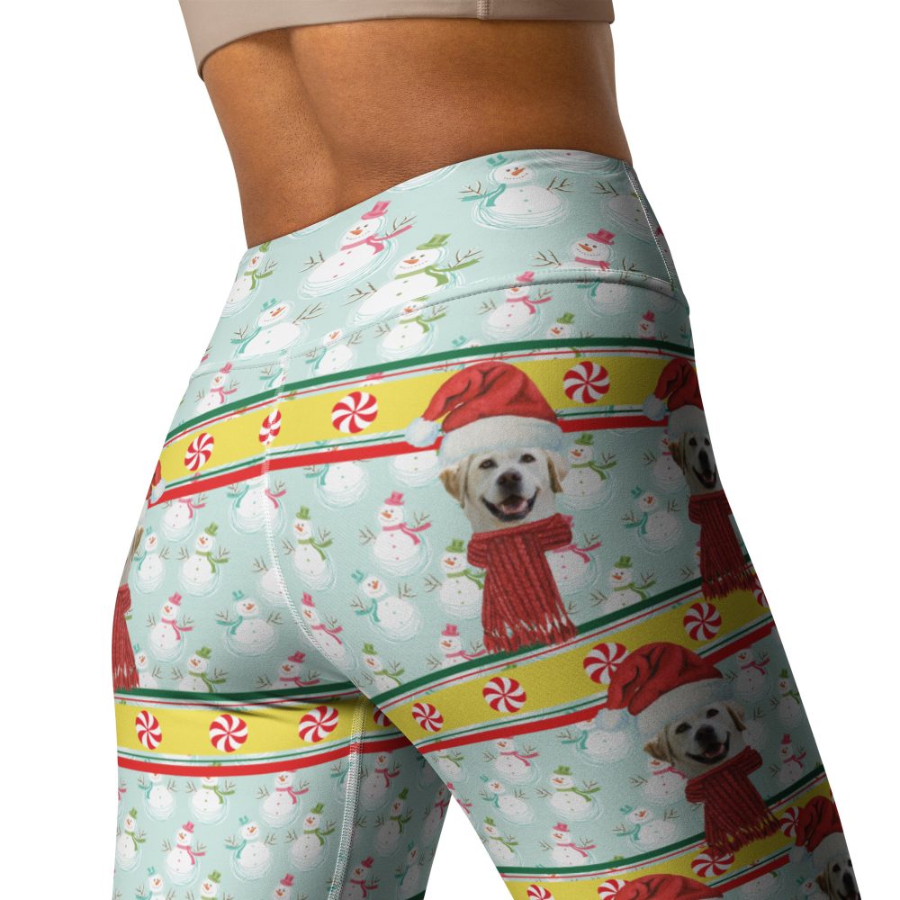 Custom Pet Photo Snowman Ugly Christmas Yoga Leggings - Image 8