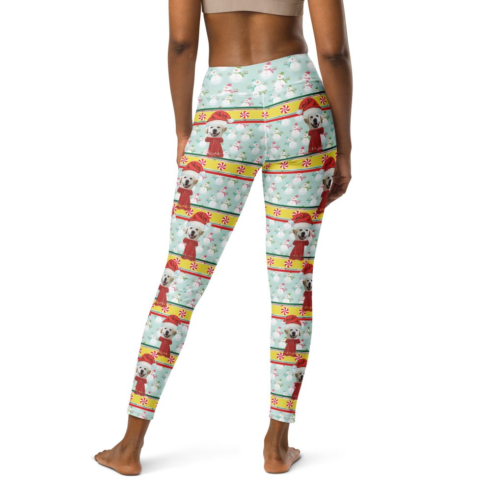Custom Pet Photo Snowman Ugly Christmas Yoga Leggings - Image 2