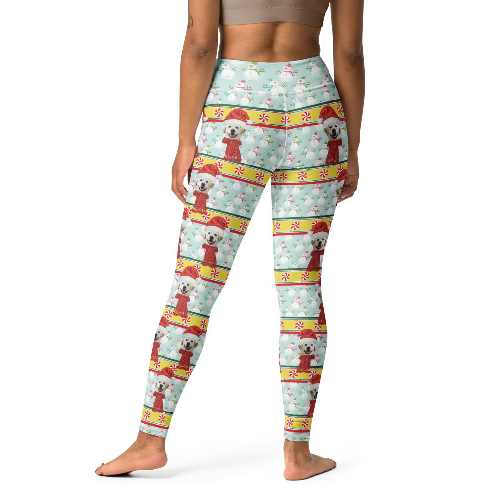 Custom Pet Photo Snowman Ugly Christmas Yoga Leggings - Image 6
