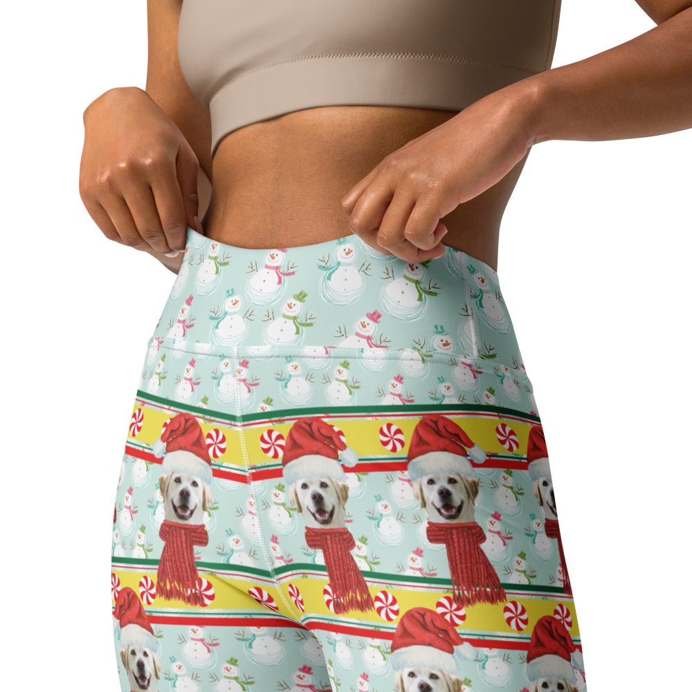 Custom Pet Photo Snowman Ugly Christmas Yoga Leggings - Image 7