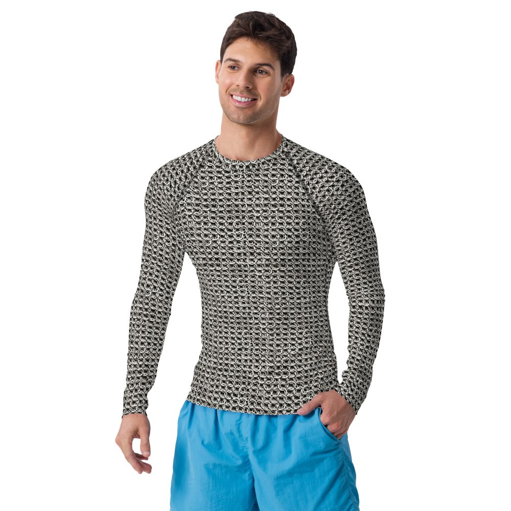 Medieval Chainmail Armor Print Men's Long Sleeve Shirt