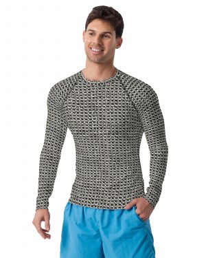 Medieval Chainmail Armor Print Men’s Long Sleeve Shirt