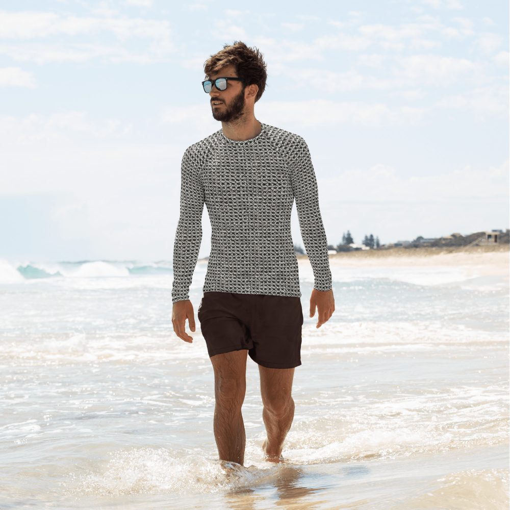 Medieval Chainmail Armor Print Men's Long Sleeve Shirt - Image 4