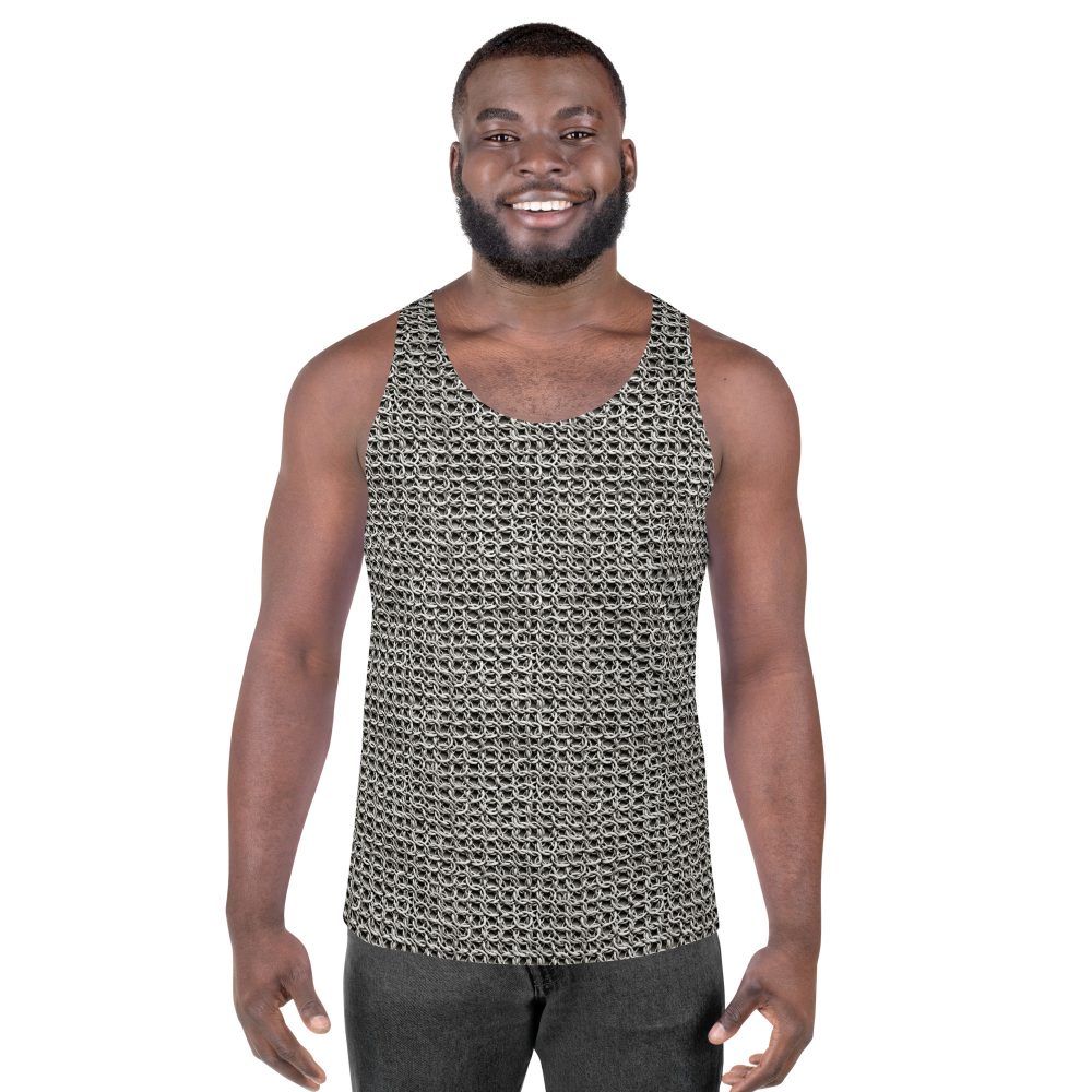 Medieval Chainmail Armor Print Unisex Tank Top - Image 3