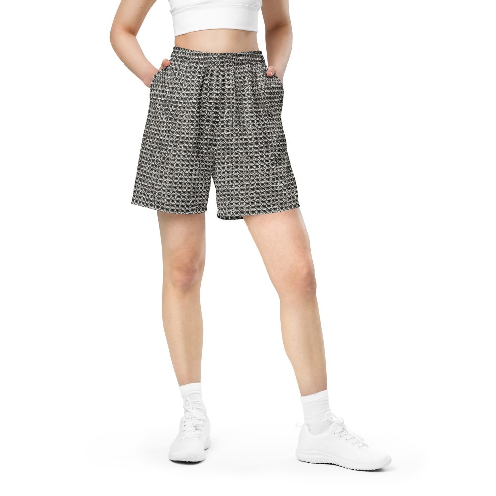 Medieval Chainmail Armor Print Unisex mesh shorts - Image 11