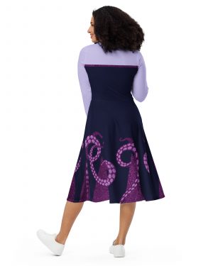 Ursula Costume Sea Witch Octopus Villain Long Sleeve Midi Dress