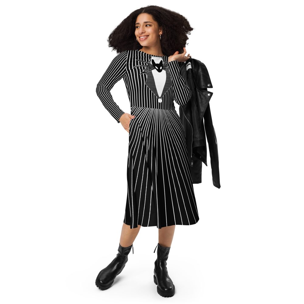 Jack Skellington Nightmare Before Christmas Costume Long Sleeve Dress - Image 2