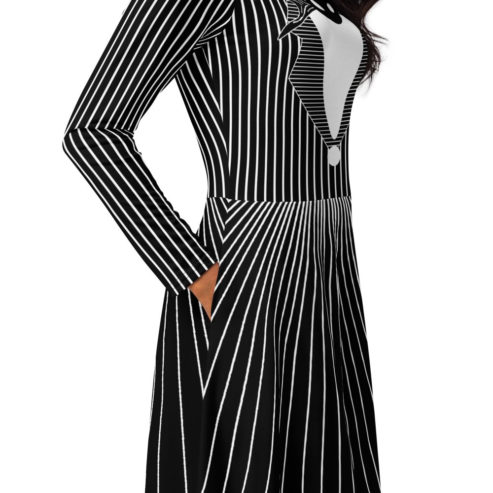 Jack Skellington Nightmare Before Christmas Costume Long Sleeve Dress - Image 3
