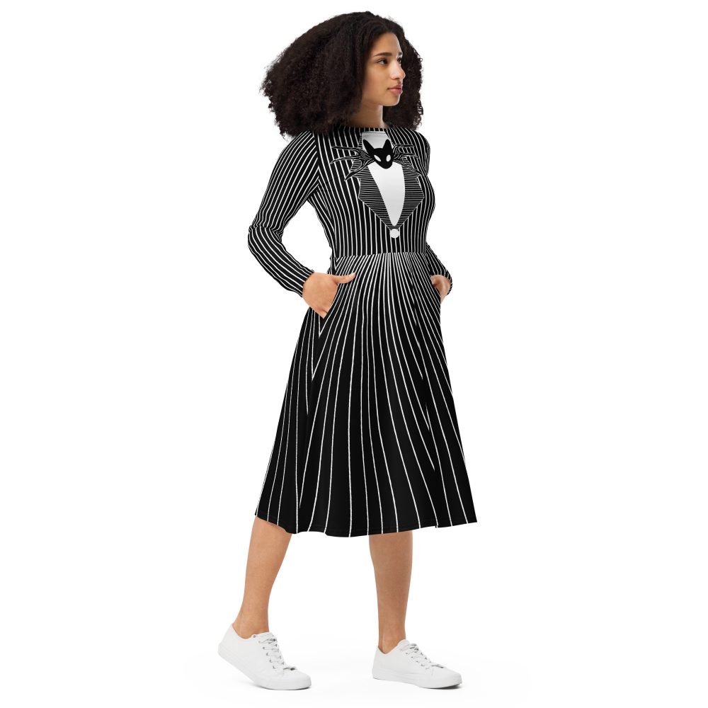 Jack Skellington Nightmare Before Christmas Costume Long Sleeve Dress - Image 8