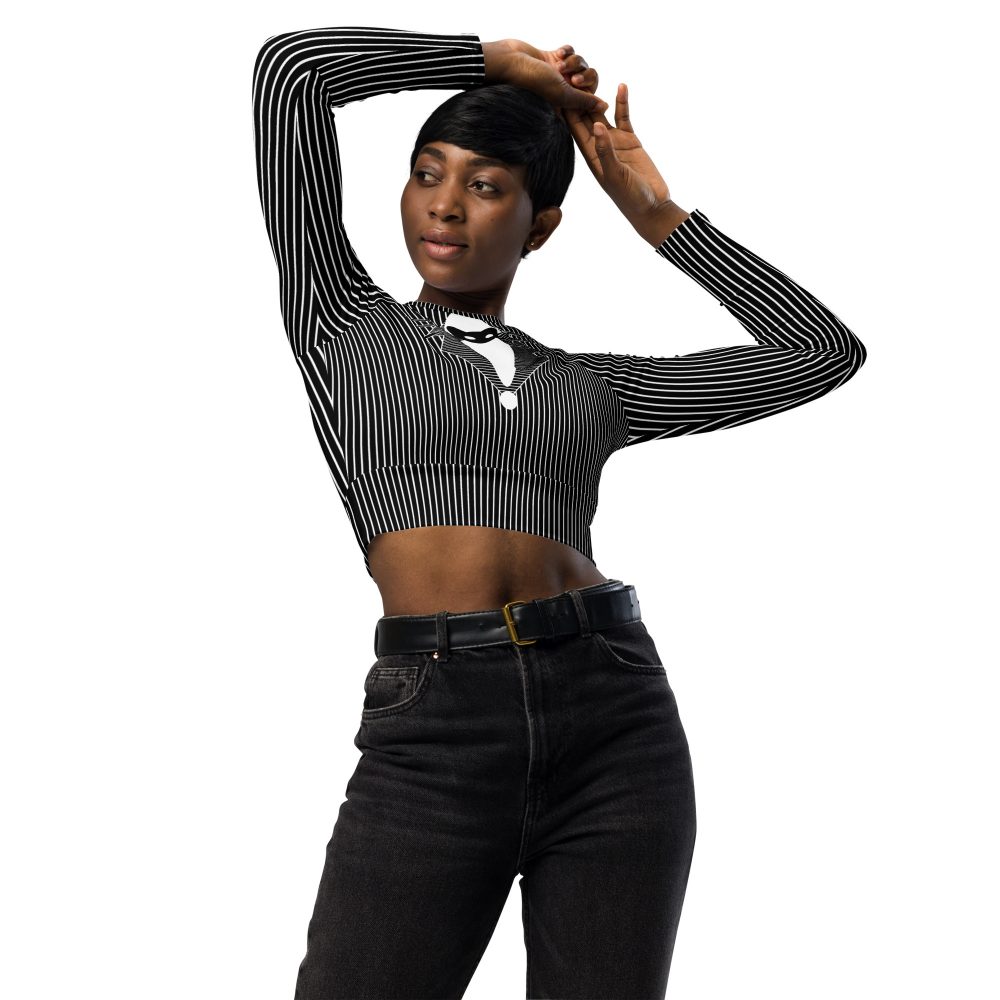 Jack Skellington Nightmare Before Christmas Costume Long-Sleeve Crop Top - Image 7