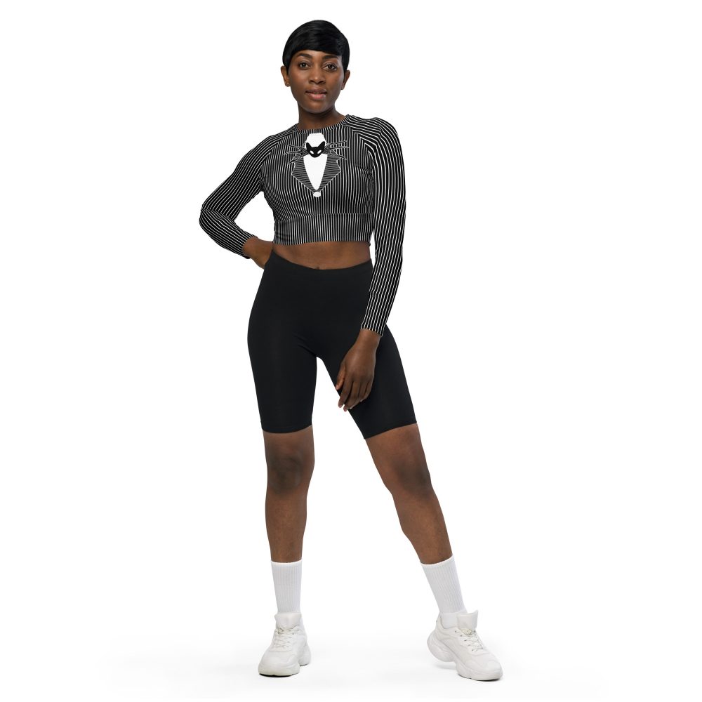 Jack Skellington Nightmare Before Christmas Costume Long-Sleeve Crop Top - Image 10