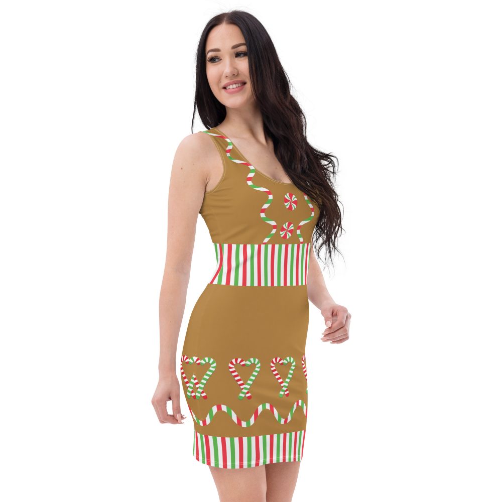 Gingerbread Christmas Candy Costume Fitted Bodycon Tank Dress - Image 6