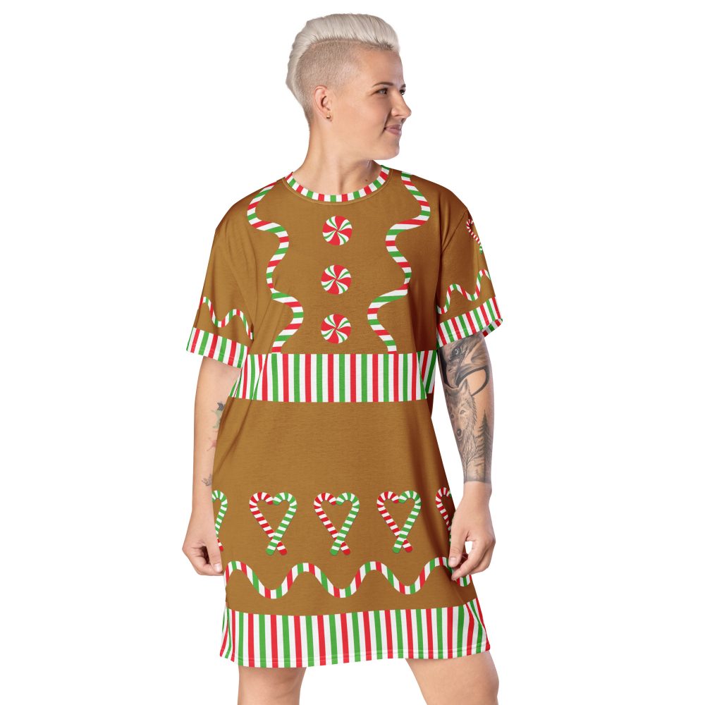 Gingerbread Christmas Candy Costume 2XS - 6XL T-shirt dress - Image 7