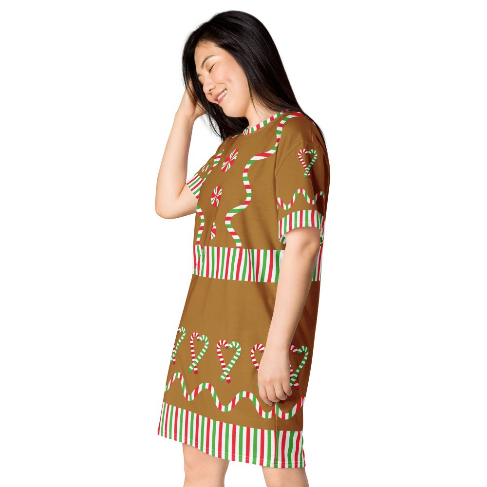 Gingerbread Christmas Candy Costume 2XS - 6XL T-shirt dress - Image 3